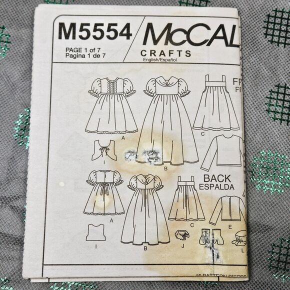 McCall's M5554 Pattern 18 Inch American Girl Doll Clothes Evening Gown Dress Hat - Picture 4 of 7